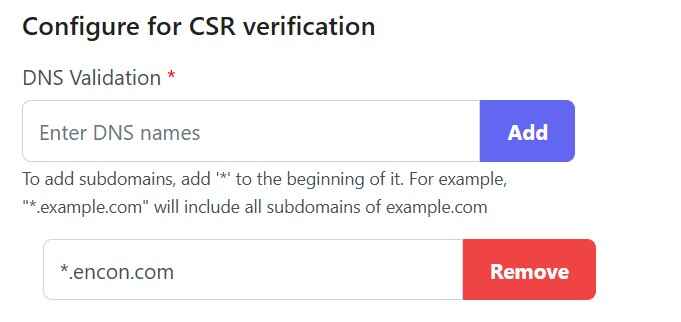 Configure for CSR verification CertSecure