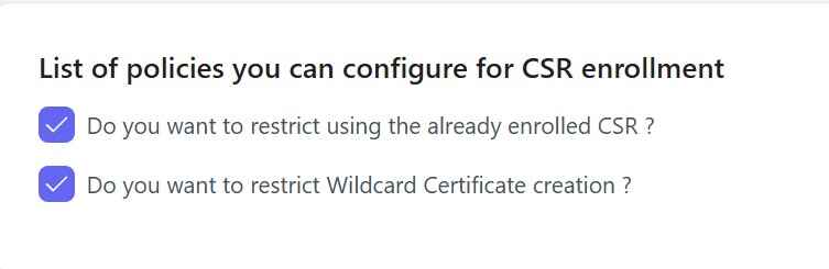 CertSecure List of policies