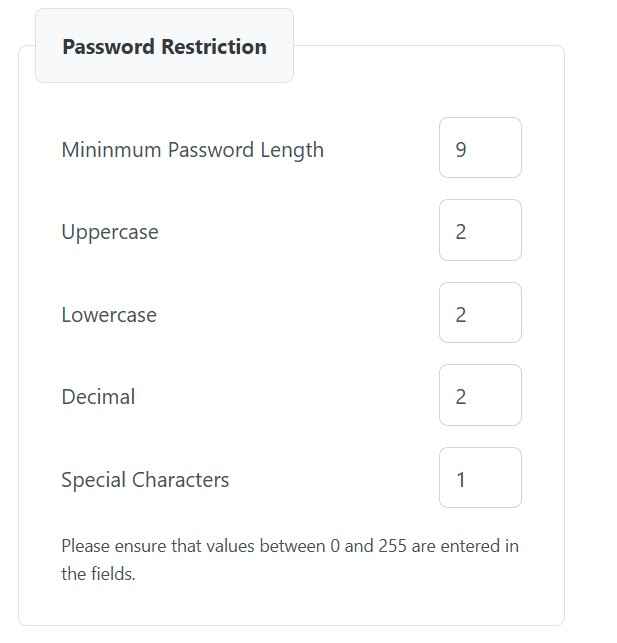 CertSecure Password Restrictions