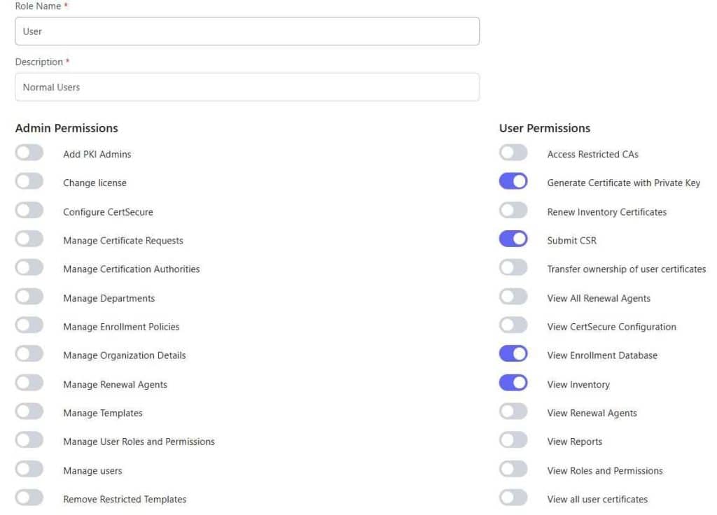 CertSecure Roles and Permissions