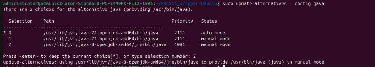 Set Java 8 as the active version