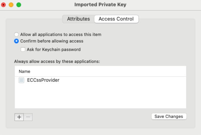 imported private key