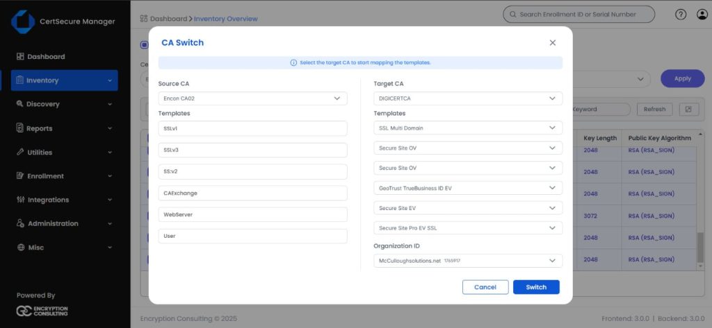 CertSecure CA Switch